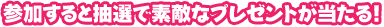 参加すると抽選で素敵なプレゼントが当たる!
